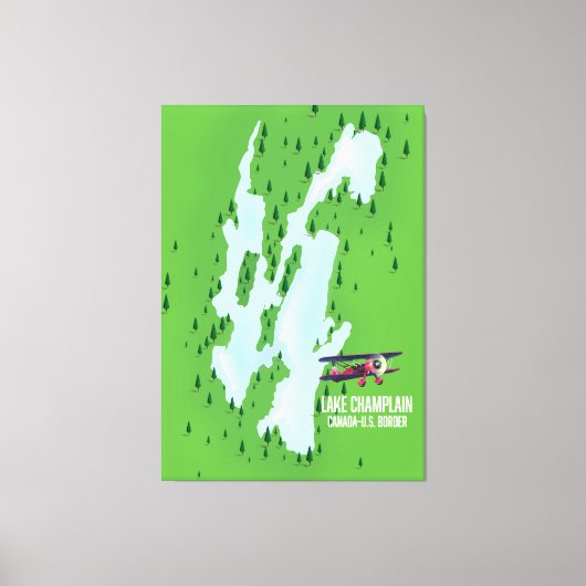 Toile Lake Champlain USA Carte du Canada (Recto)