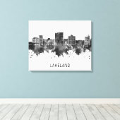 Toile Lakeland Florida Skyline BW (Insitu (Plancher de Bois))