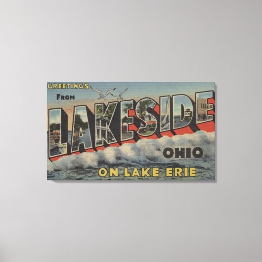 Toile Lakeside, Ohio - Lac Érié - Grande Lettre (Recto)