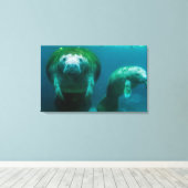 Toile Lamantin mère avec son veau à Crystal River (Insitu (Plancher de Bois))
