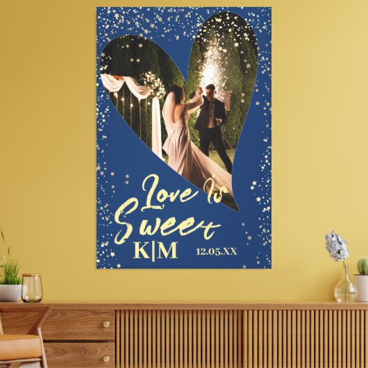 Toile L'amour bleu or de marine personnalisée est Mariag (Insitu(Salon))