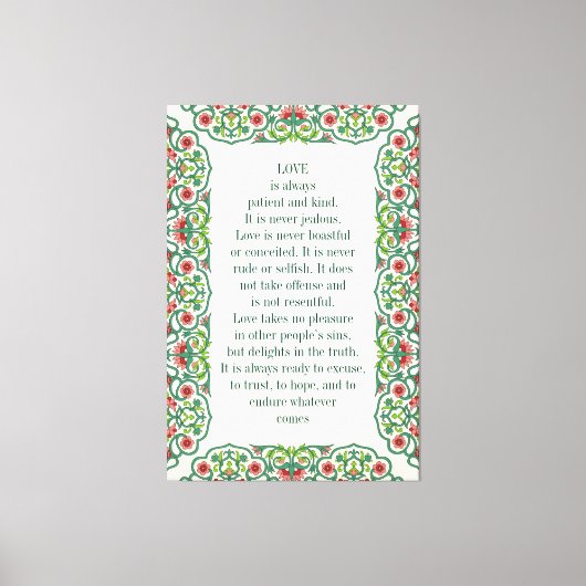 Toile L'amour est toujours patient et gentil. Ce n'est j (Recto)