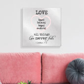 Toile L'amour n'échoue jamais Verse de la Bible (Insitu(Salon))