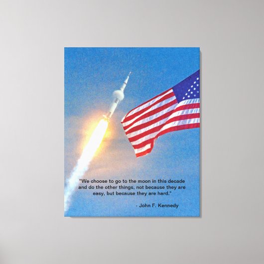 Toile Lancement d'Apollo 11 avec le drapeau américain (Recto)
