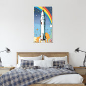 Toile Lancement de la fusée spatiale rétro Glossy Poster (Insitu(Chambre))