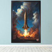 Toile Lancement d'une fusée de fusion rétro époustouflan (Insitu (Plancher de Bois))
