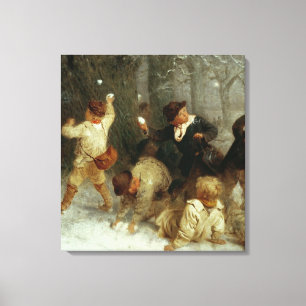 Toile Lancer des boules de neige, 1865