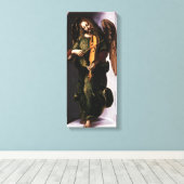 Toile L'ange de Léonard de Vinci en vert avec une Vielle (Insitu (Plancher de Bois))