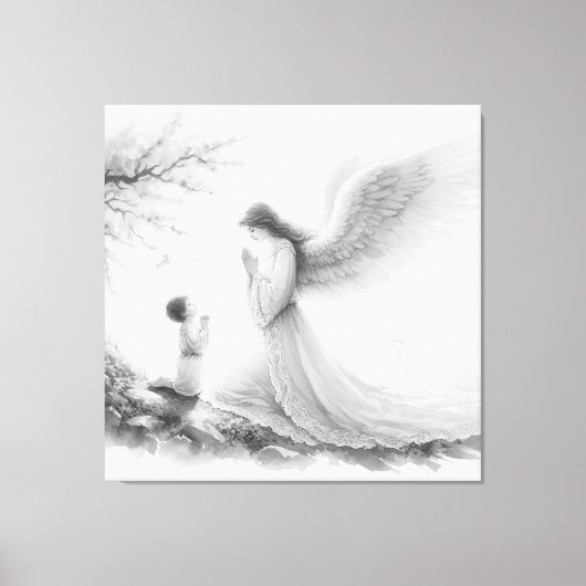 Toile L'ange gardien prie avec l'enfant (Recto)