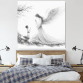 Toile L'ange gardien prie avec l'enfant (Insitu(Chambre))