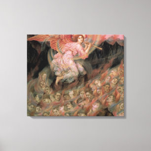 Toile L'ange jouant de la flûte aux âmes en enfer d'Evel