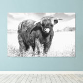 Toile Langue de vache Highland lécher noir et blanc (Insitu (Plancher de Bois))