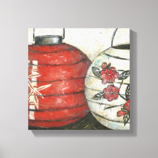 Toile Lanternes du Nouvel An chinois à imprimé floral (Recto)