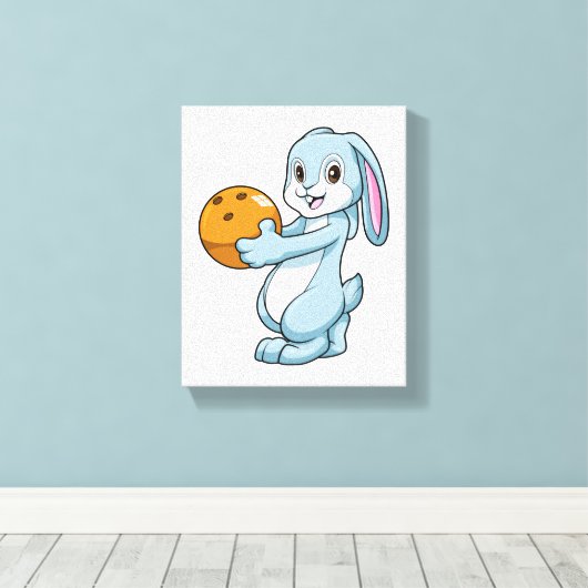 Toile Lapin à Bowling avec Bowling balle (Insitu (Plancher de Bois))