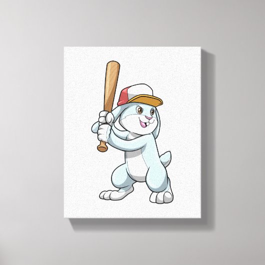 Toile Lapin au baseball avec batte de baseball (Recto)