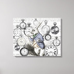Toile Lapin Blanc Alice au Pays des Merveilles Horloges 