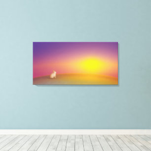 Toile Lapin blanc mignon sur Grassy Hill au lever du sol