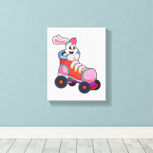 Toile Lapin comme Patineur Inline avec Patins Inline (Insitu (Plancher de Bois))