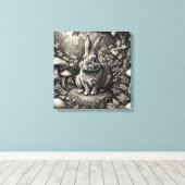 Toile Lapin dans un jardin de champignons (Insitu (Plancher de Bois))
