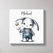 Toile Lapin De Garçon Whimsical Avec Nom (Recto)