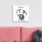 Toile Lapin De Garçon Whimsical Avec Nom (Insitu(Salon))