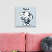 Toile Lapin De Garçon Whimsical Avec Nom (Insitu(Salon))