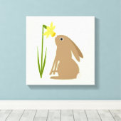Toile Lapin de Pâques et fleur de jonquille (Insitu (Plancher de Bois))