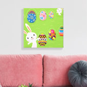 Toile Lapin de Pâques jouant avec des oeufs peints (Insitu(Salon))