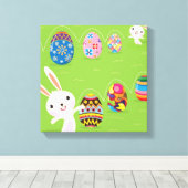 Toile Lapin de Pâques jouant avec des oeufs peints (Insitu (Plancher de Bois))