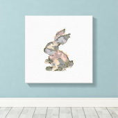 Toile Lapin Drôle Crochet Patchwork Camo Lapin Heureux E (Insitu (Plancher de Bois))