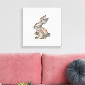 Toile Lapin Drôle Crochet Patchwork Camo Lapin Heureux E (Insitu(Salon))