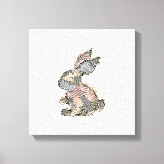 Toile Lapin Drôle Crochet Patchwork Camo Lapin Heureux E (Recto)