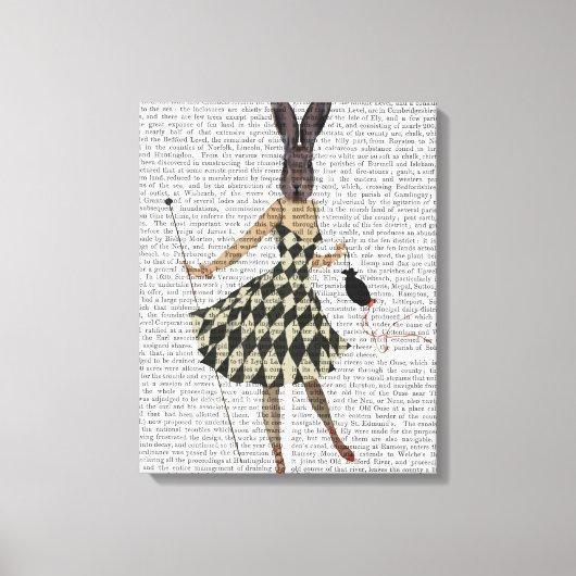 Toile Lapin en robe blanche noire (Recto)