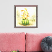 Toile Lapin joyeux en équilibre sur pastèque (Insitu(Salon))