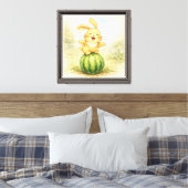 Toile Lapin joyeux en équilibre sur pastèque (Insitu(Chambre))