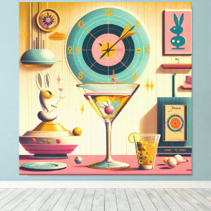 Toile Lapin Martini Rétro Futuriste du Milieu du Siècle