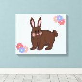 Toile Lapin mignon avec des fleurs (Insitu (Plancher de Bois))