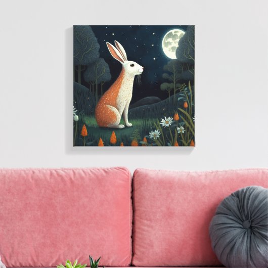 Toile Lapin orange et blanc au clair de lune (Insitu(Salon))