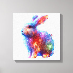 Toile Lapin Prisme Glissant - Ethereal Néon animal léger