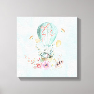 Toile Lapin Whimsical Riding dans un ballon à air chaud