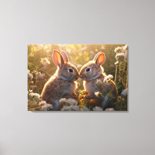 Toile Lapins Adorables dans le Pré de Printemps Design