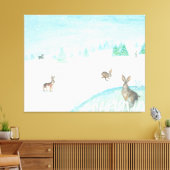 Toile Lapins Assis Et Saut Sur Neige (Insitu(Salon))