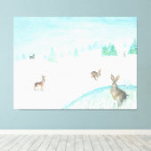 Toile Lapins Assis Et Saut Sur Neige (Insitu (Plancher de Bois))