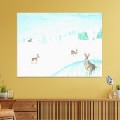 Toile Lapins Assis Et Saut Sur Neige (Insitu(Salon))