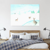 Toile Lapins Assis Et Saut Sur Neige (Insitu(Chambre))