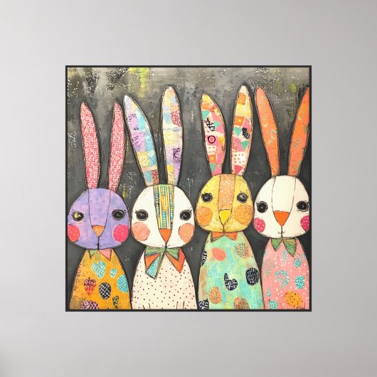 Toile Lapins de Pâques fantaisistes en patchwork (Recto)