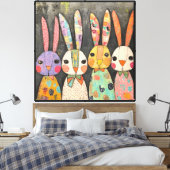 Toile Lapins de Pâques fantaisistes en patchwork (Insitu(Chambre))