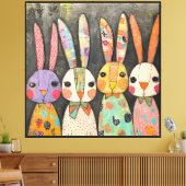 Toile Lapins de Pâques fantaisistes en patchwork (Insitu(Salon))