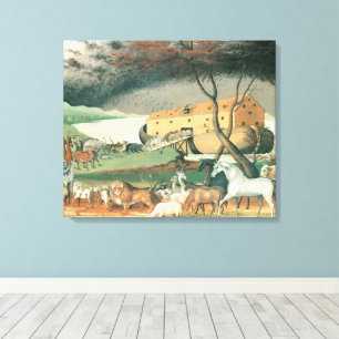 Toile L'Arche de Noé par Edward Hicks, Art Populaire Vin