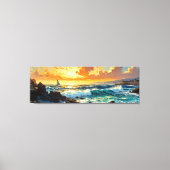 Toile Large Mer Méditerranée coucher de soleil doré (Recto)